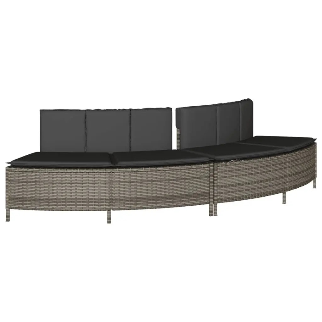 Hot Tub Surround Grey Poly Rattan Storage Bench with Solid Wood Step