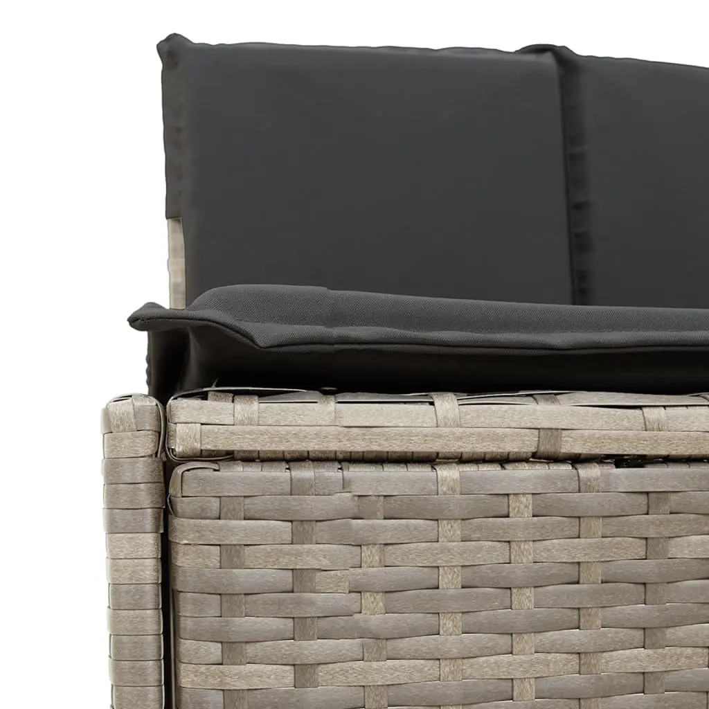 Hot Tub Surround Grey Poly Rattan Storage Bench with Solid Wood Step