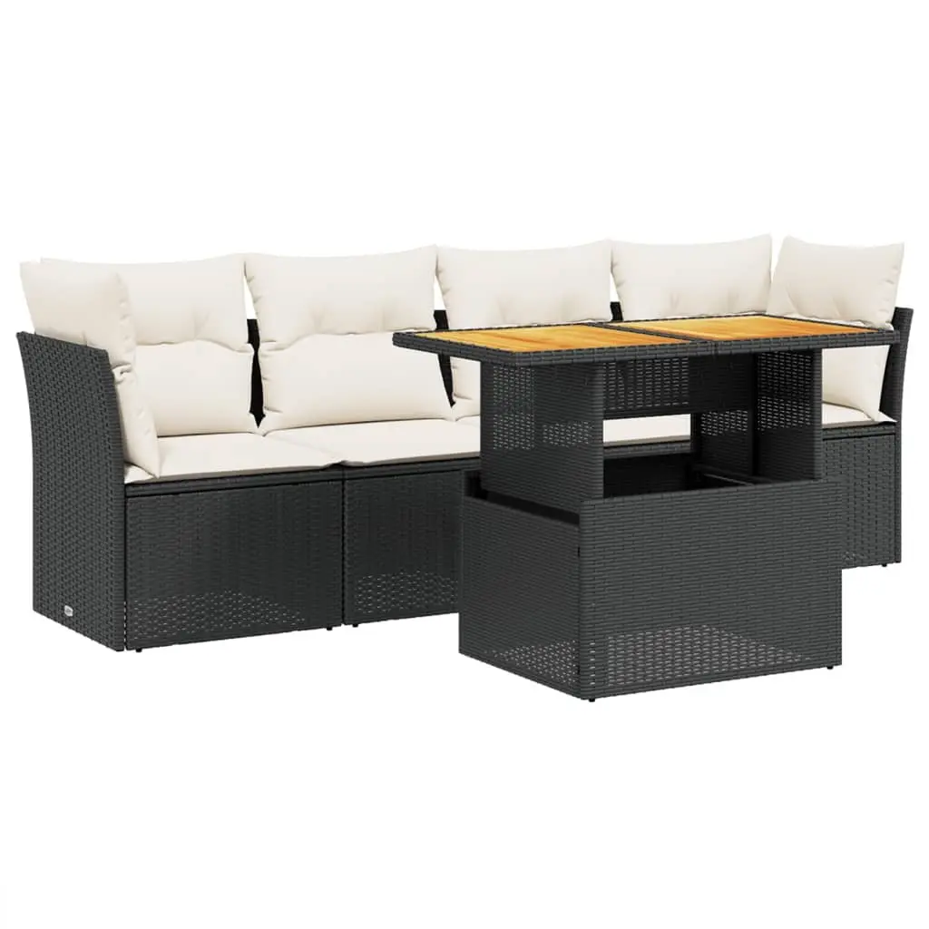 Outdoor 5 Piece Rattan Sofa Set with Cushions
