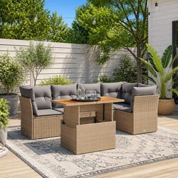 5 Piece Beige Patio Furniture Set with Comfortable Cushions