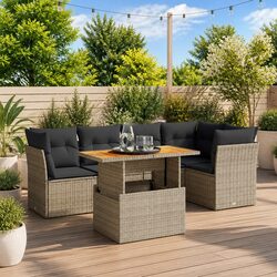 Friendly 5 Piece Grey Rattan Garden Sofa Set for You