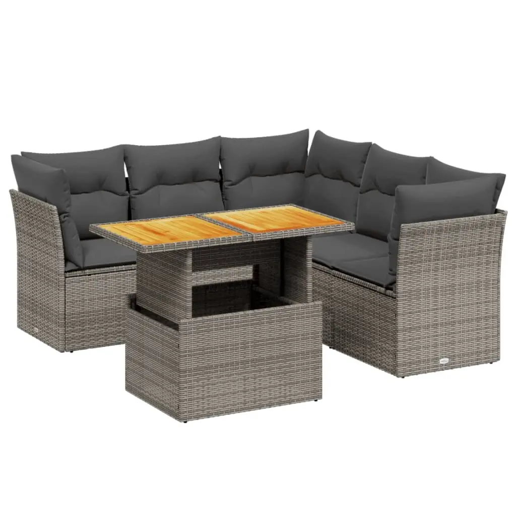 Garden Sofa Set 5 Piece Outdoor Furniture Grey Poly Rattan Patio Seating