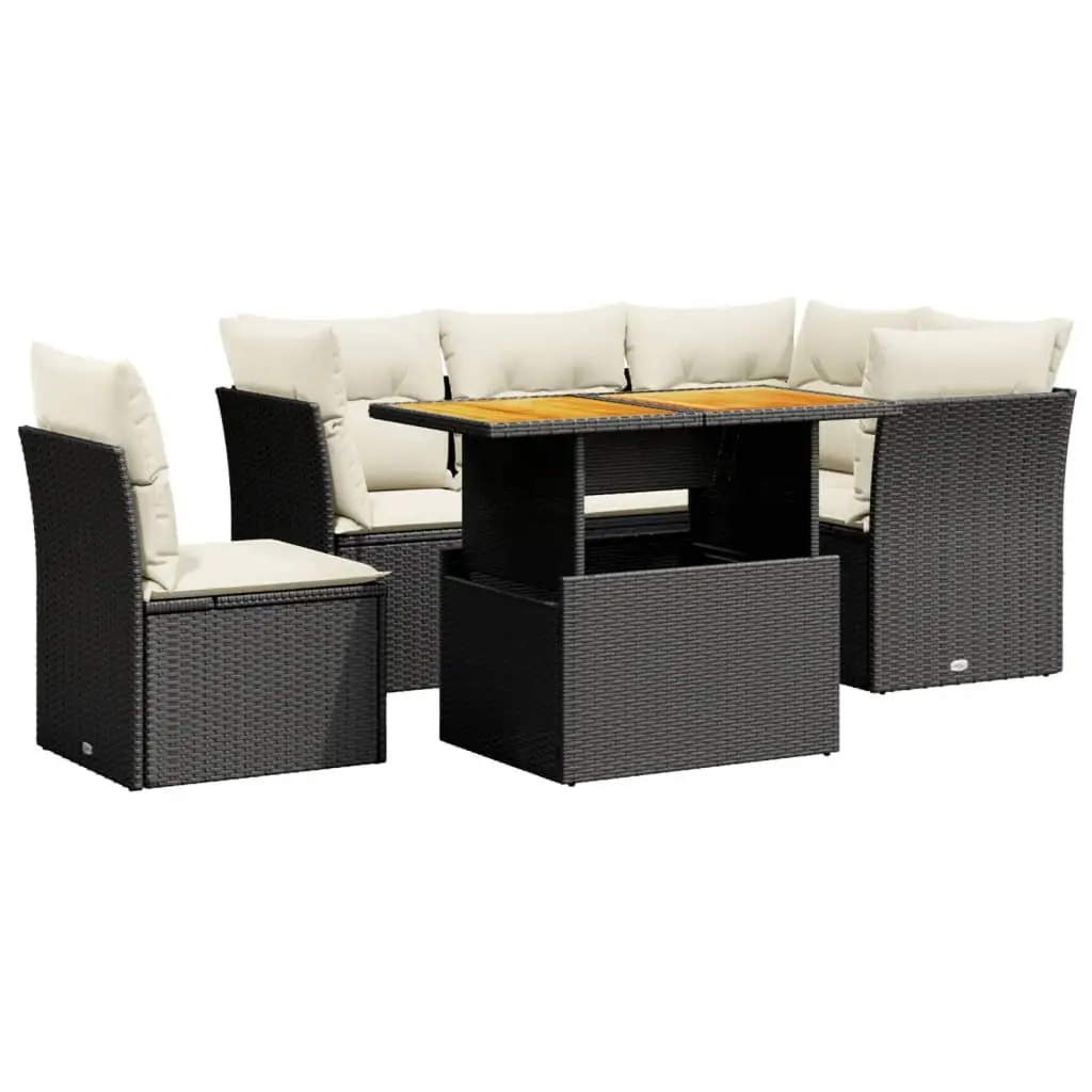 5 Piece Garden Sofa Set Black Poly Rattan Outdoor Furniture Patio Sectional