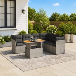 Relax with Our 7 Piece Grey Garden Sofa Set