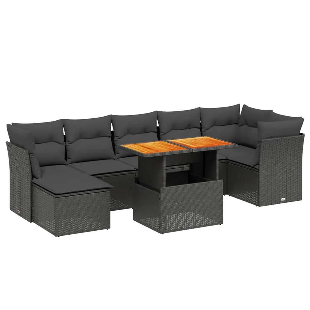 Garden Sofa Set 8 Piece Outdoor Furniture Patio Seating Black Poly Rattan