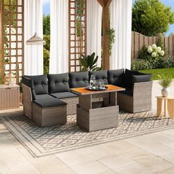 Garden Sofa Set 8 Piece Outdoor Furniture Patio Lounge Grey Poly Rattan Modular