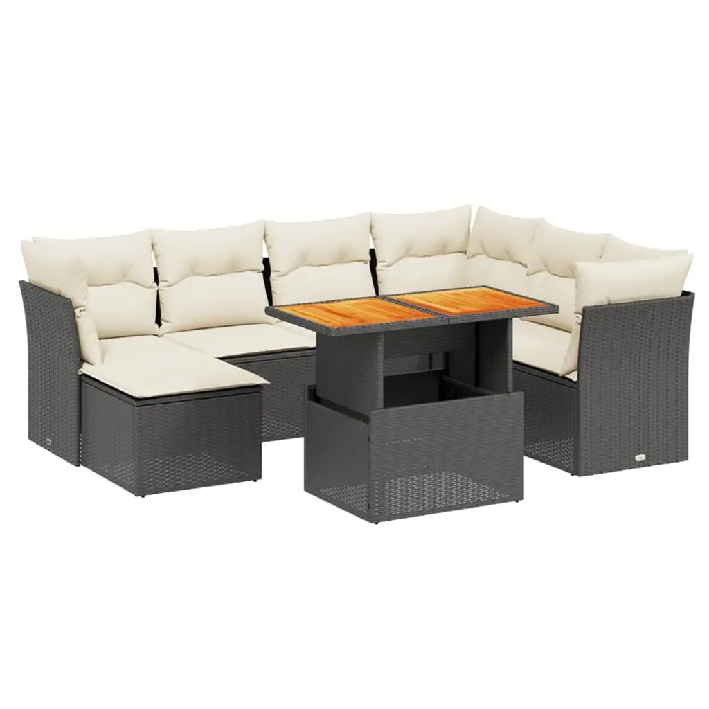Outdoor Garden Sofa Set Modular Black PE Rattan 8 Piece