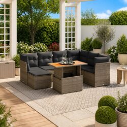 Garden Sofa Set 8 Piece Outdoor Furniture Grey Poly Rattan Modular Patio Seating