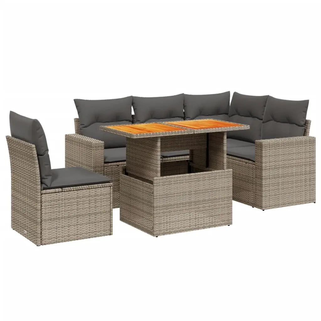 Garden Sofa Set 6 Piece Outdoor Furniture Grey Poly Rattan Modular Patio Lounge