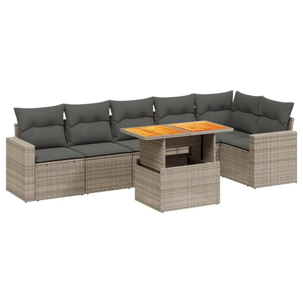 Garden Sofa Set 7 Piece Outdoor Furniture Patio Lounge with Cushions Grey