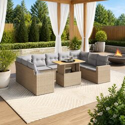 Friendly 10 Piece Beige Garden Sofa Set for You