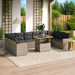 Garden Sofa Set 11 Piece Outdoor Furniture Grey Poly Rattan Modular Patio