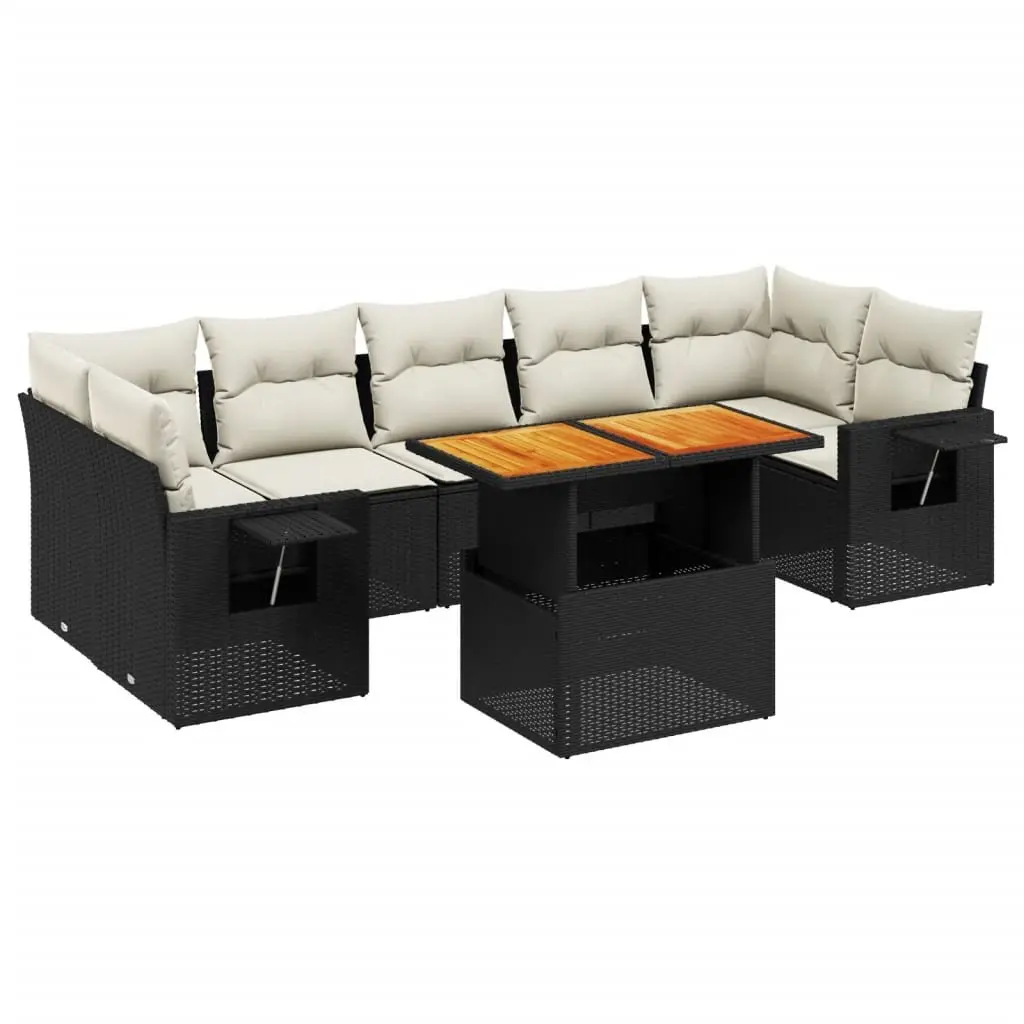 Garden Sofa Set 8 Piece Outdoor Furniture Patio Black Poly Rattan Modular