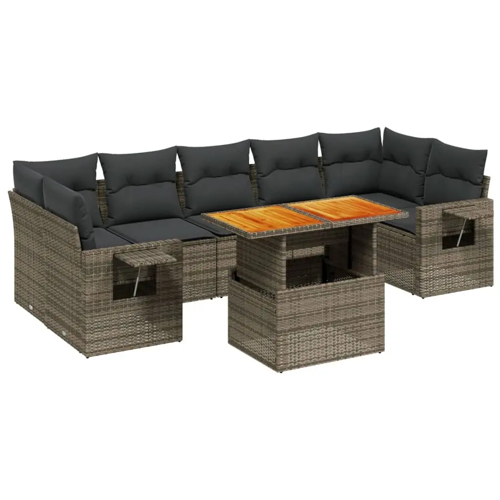 Garden Sofa Set 8 Piece Outdoor Furniture Grey Poly Rattan Modular Patio