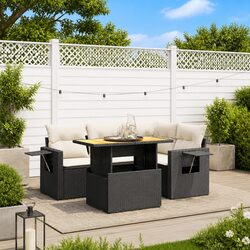 Your Outdoor Seating Solution: 5 Piece Black Rattan Sofa Set