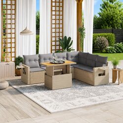 Your Perfect 7-Piece Beige Outdoor Sofa Set Awaits