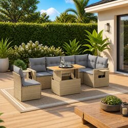 Your Perfect 7 Piece Garden Sofa Set Awaits You - Beige