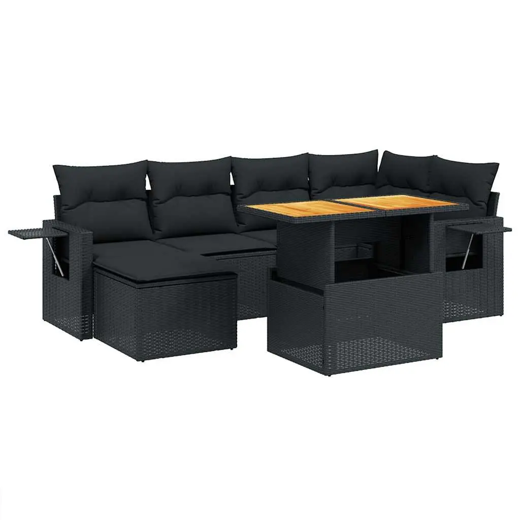 7 Piece Garden Sofa Set Outdoor Furniture Patio Lounge Cushions Black