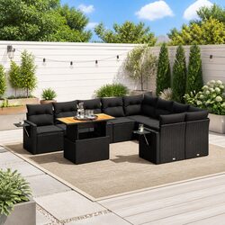 Get Cozy with This 10 Piece Black Garden Sofa Set