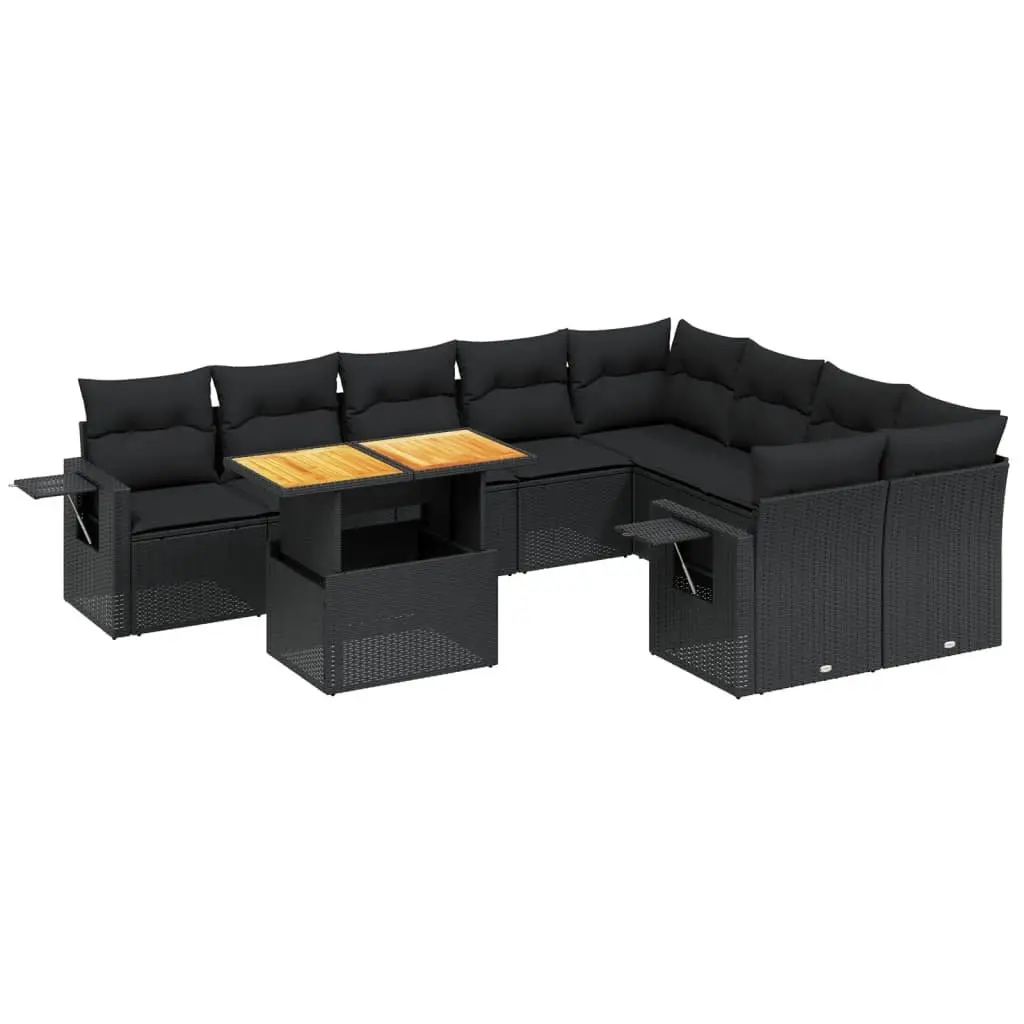10 Piece Black Garden Sofa Set