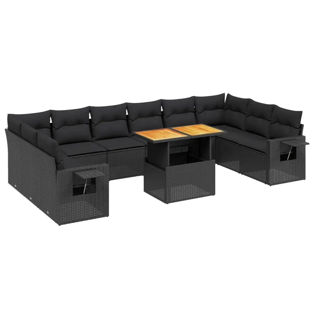 11 Piece Black Garden Sofa Set