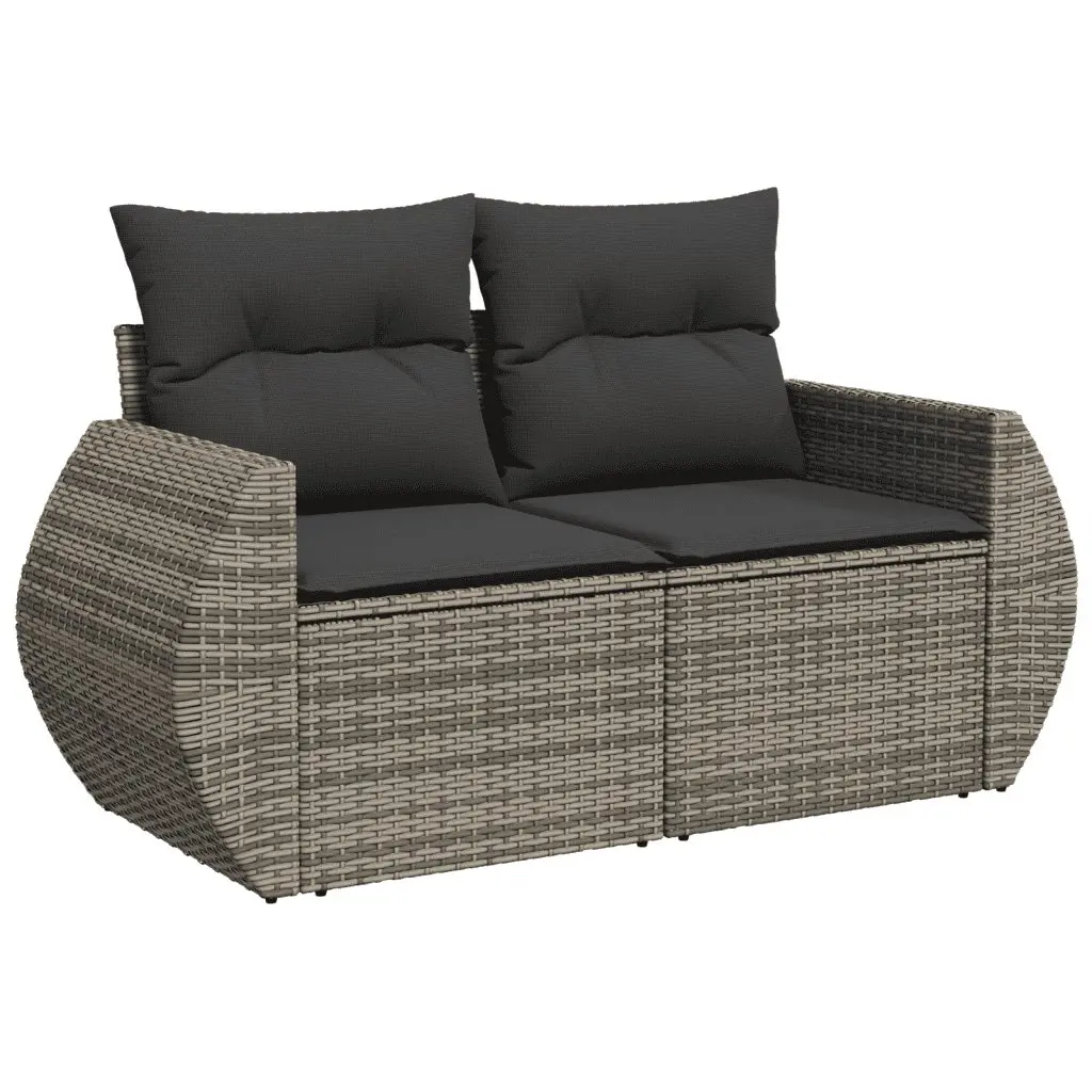 Garden Sofa Set 7 Piece Outdoor Furniture Grey Poly Rattan Modular Patio Lounge