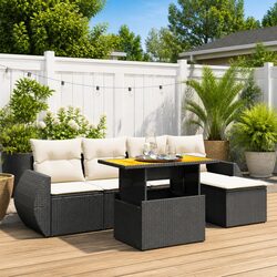 Friendly 6-Piece Black Garden Sofa Set for Your Patio