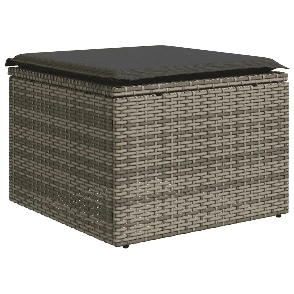 Modular Garden Sofa Set 6 Piece Grey PE Rattan Outdoor Furniture with Adjustable Tabletop and Removable Cushions