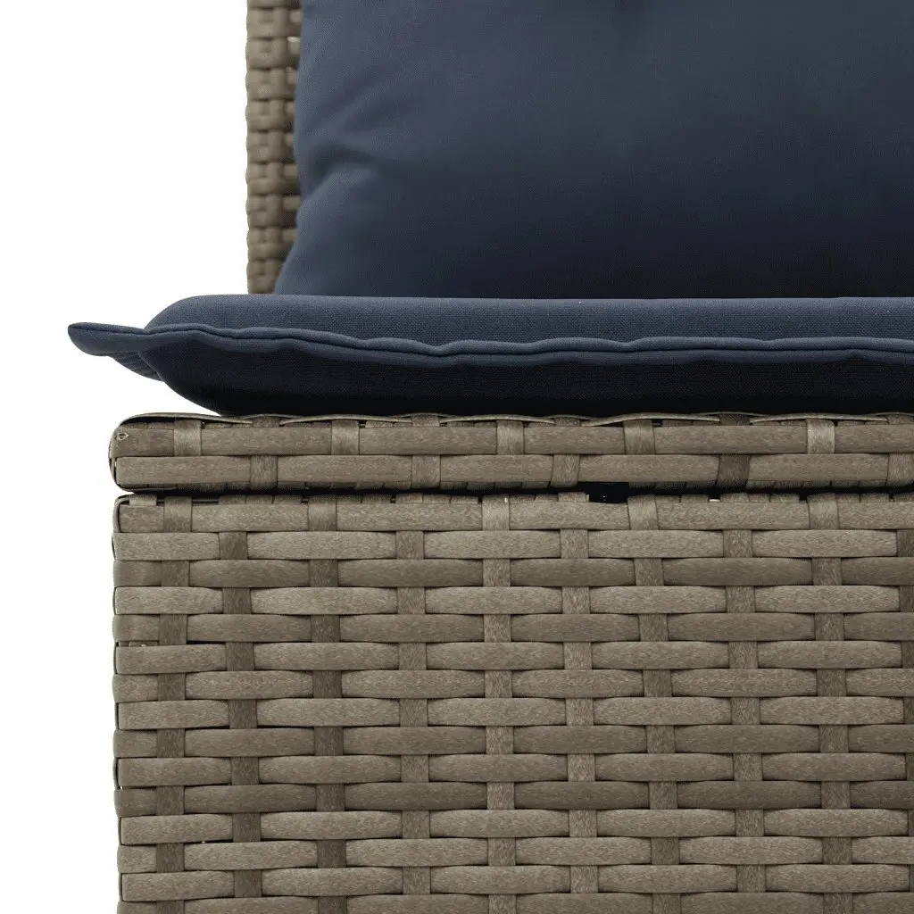 Modular Garden Sofa Set 6 Piece Grey PE Rattan Outdoor Furniture with Adjustable Tabletop and Removable Cushions