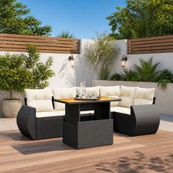 Friendly 6-Piece Modular Garden Sofa Set in Black