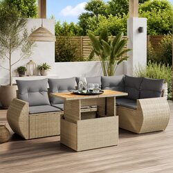 Charming Beige 6 Piece Garden Sofa Set for Outdoor Living