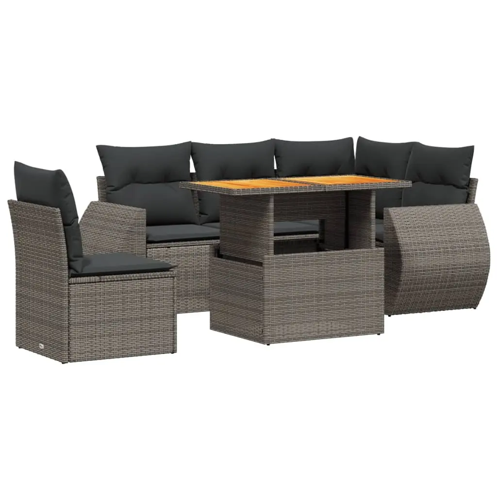Garden Sofa Set 6 Piece Outdoor Furniture Patio Grey Poly Rattan Modular