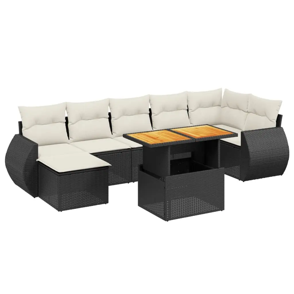 Garden Sofa Set 8 Piece Outdoor Furniture Patio Seating Black with Cushions