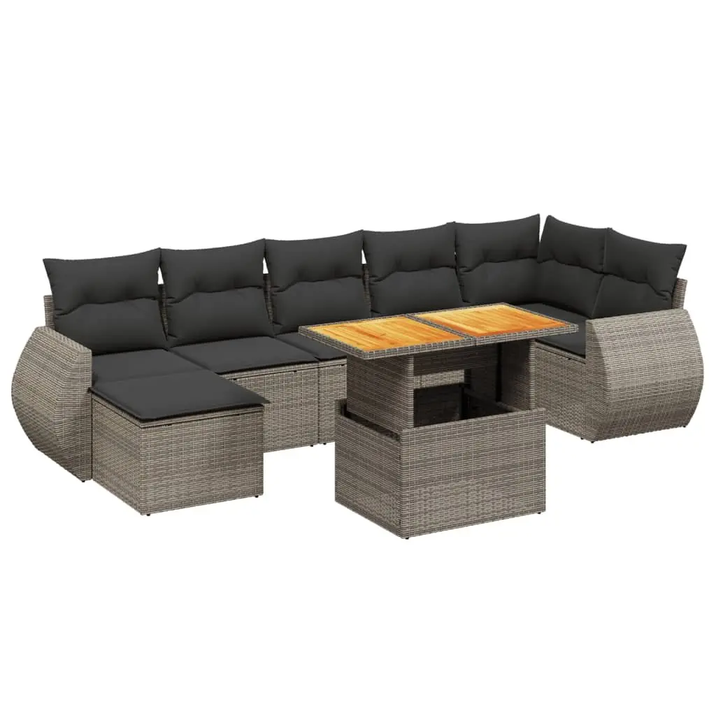Garden Sofa Set 8 Piece Outdoor Furniture Patio Grey Poly Rattan Modular Seating