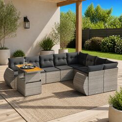 Friendly 10-Piece Grey Outdoor Sofa Set for Your Patio