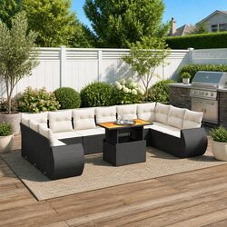 Your Ideal 11-Piece Garden Sofa Set Awaits - Black Rattan