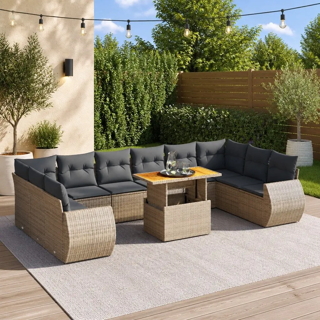 Garden Sofa Set 11 Piece Outdoor Furniture Grey Poly Rattan Patio Modular Lounge