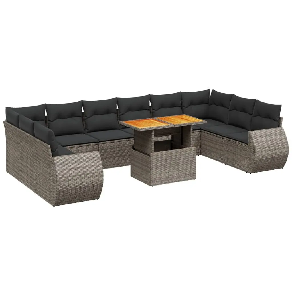 Garden Sofa Set 11 Piece Outdoor Furniture Grey Poly Rattan Patio Modular Lounge