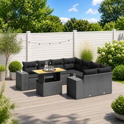 Your Ideal 9 Piece Black Rattan Garden Sofa Set Awaits