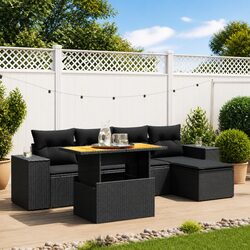 Friendly 6-Piece Black Garden Sofa Set for Your Outdoor Space