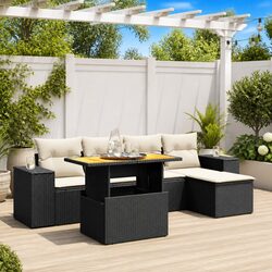 Enjoyable 6-Piece Modular Garden Sofa Set in Black