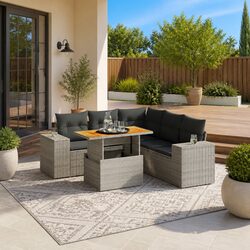 Engaging 6-Piece Grey Garden Sofa Set with Comfort