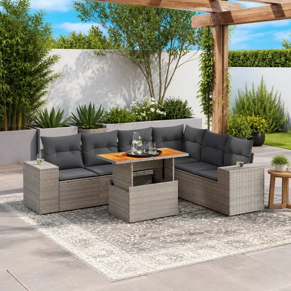 7 Piece Grey Garden Sofa Set
