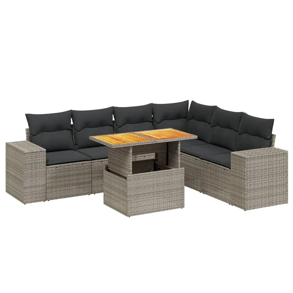 7 Piece Grey Garden Sofa Set