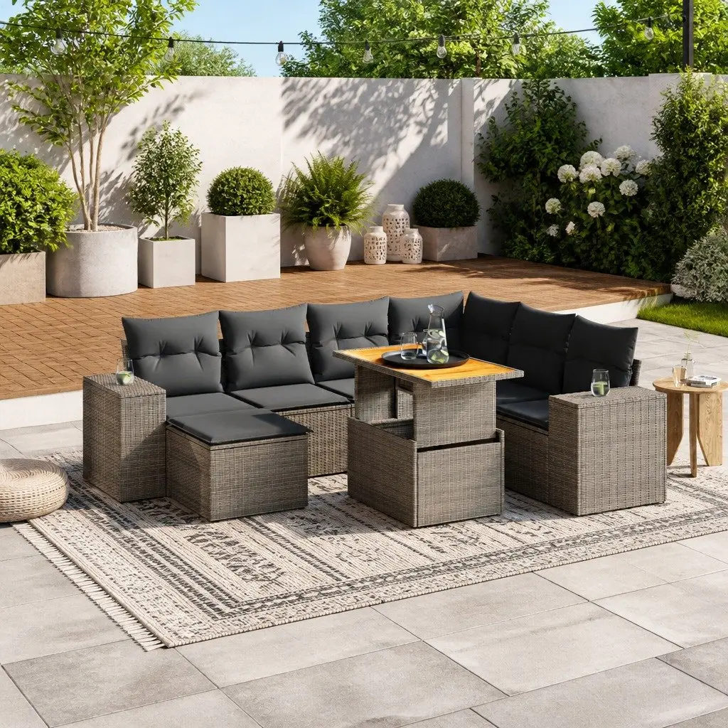 Garden Sofa Set 8 Piece Outdoor Furniture Patio Lounge with Cushions Grey