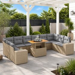 Friendly 11-Piece Modular Garden Sofa Set in Beige