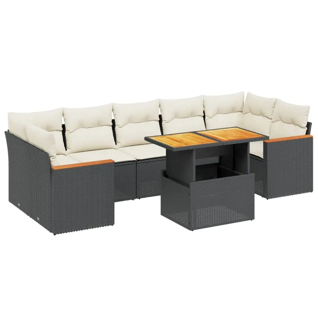Garden Sofa Set 8 Piece Outdoor Furniture Patio Lounge with Cushions Black