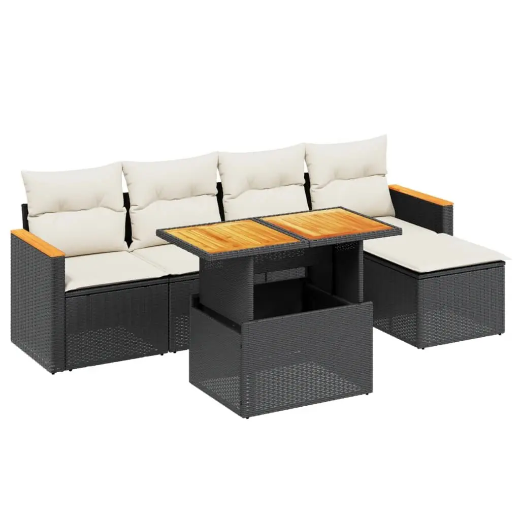6 Piece Garden Sofa Set Outdoor Furniture Patio Lounge with Cushions Black