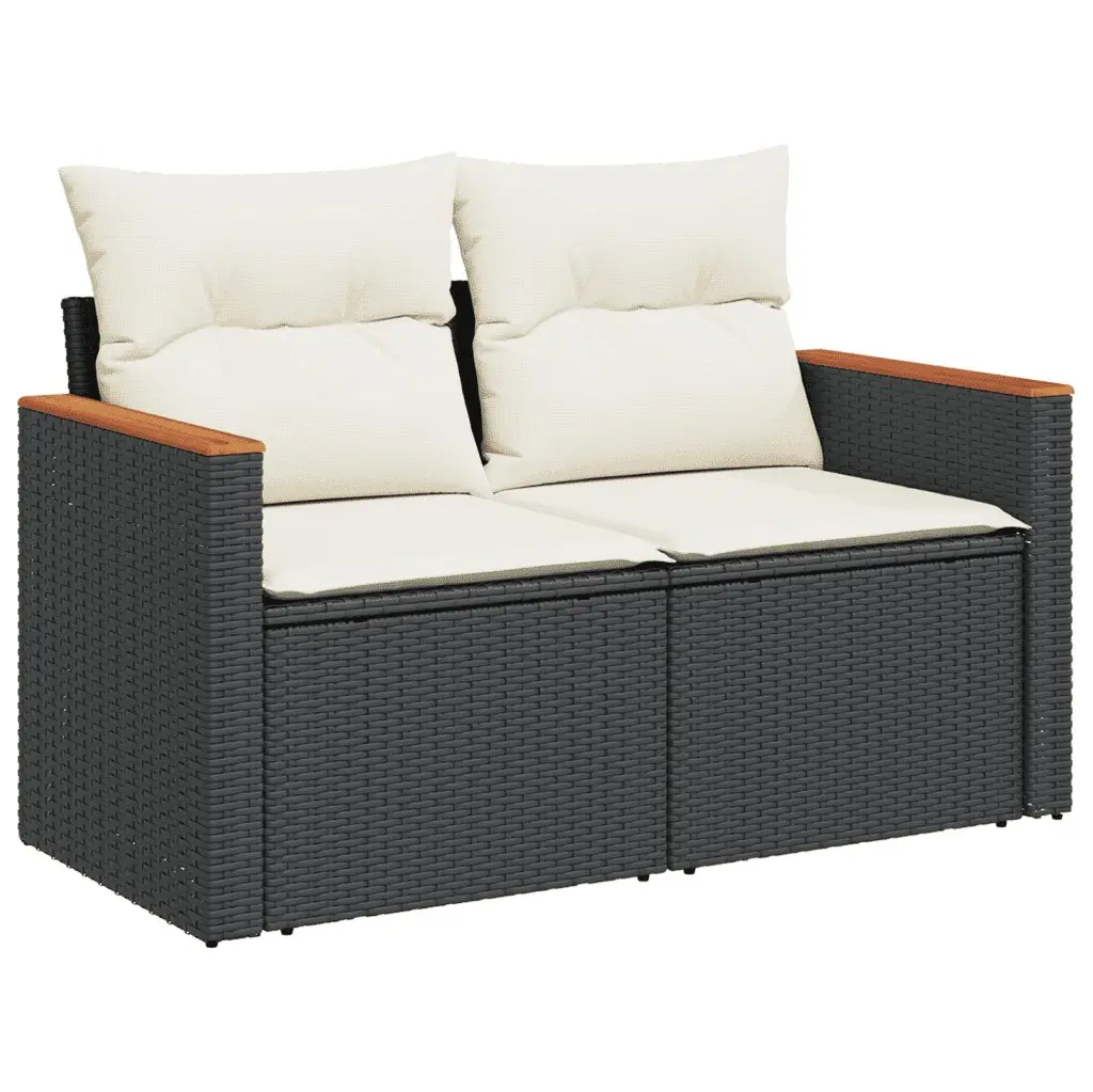 5 Piece Outdoor Garden Sofa Set Black Poly Rattan Lift-Top Table