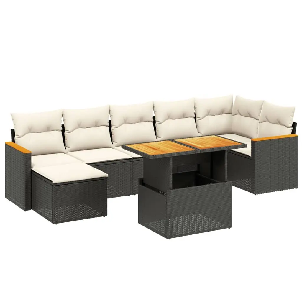 Garden Sofa Set 8 Piece Outdoor Furniture Patio Lounge with Cushions Black